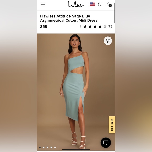 Lulu’s Flawless Attitude Sage Blue Asymmetrical Cutout Midi Dress - Picture 3 of 3